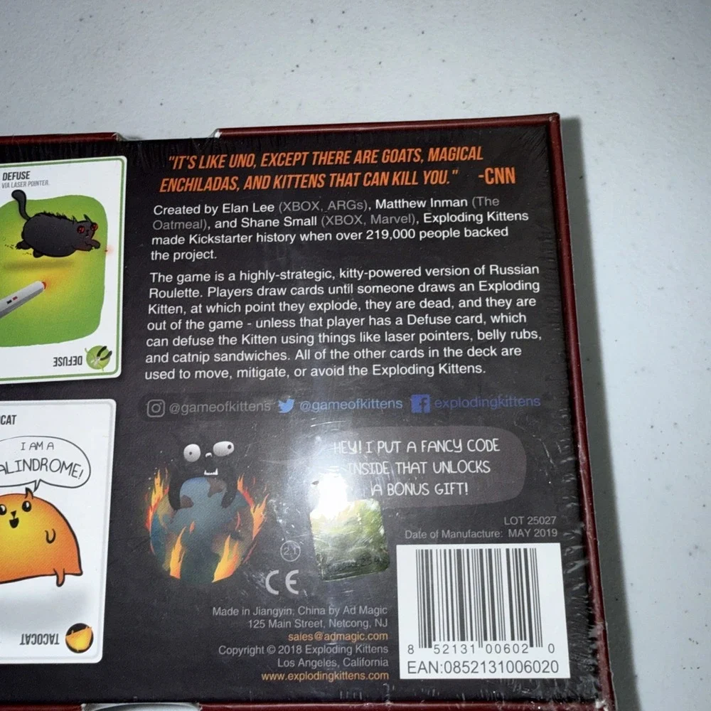 Exploding Kittens ORIGINAL Edition Card Game Ages 7+ Family Fun - SEALED NEW